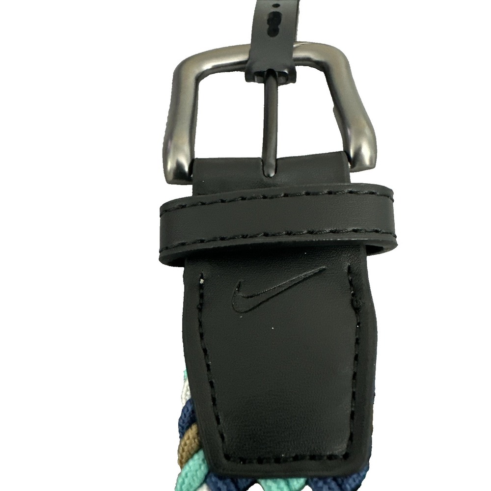 Nike Men's G-Flex Stretch Woven Golf Belt Blue White Brown Teal Size L 38-40 New - Picture 6 of 10